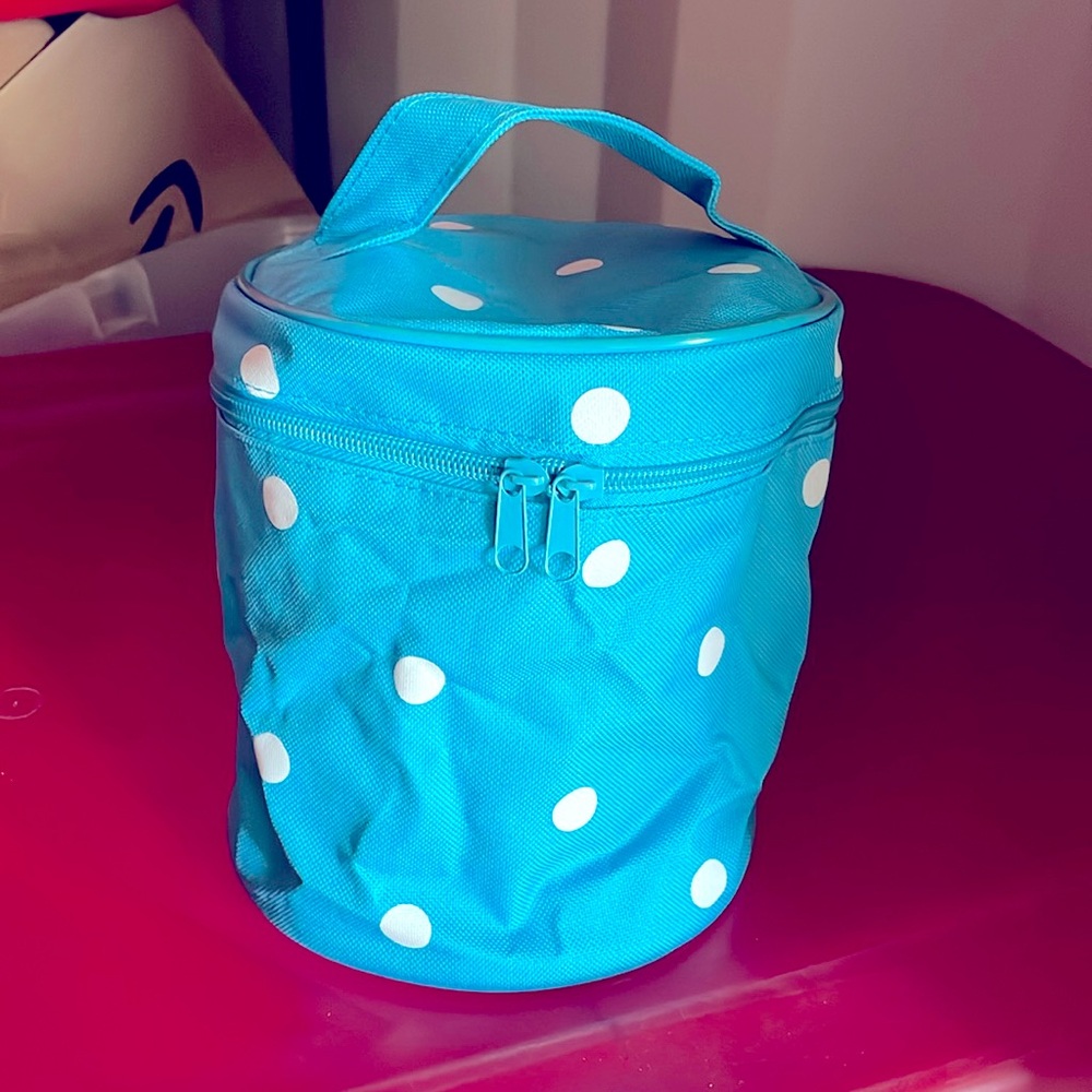 New Lillian Vernon toiletry case polkadot turquoise
